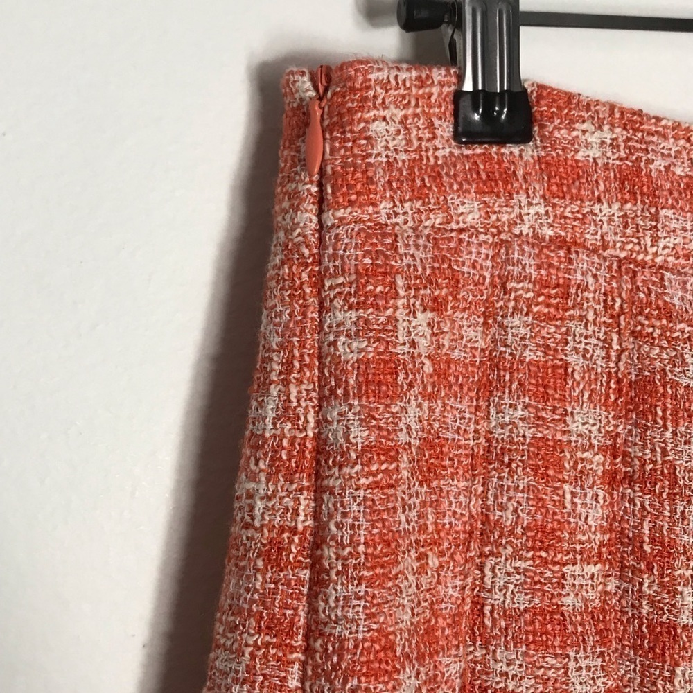 Zara Tweed Orange Cream Pleated Academia School Y2K Mini Skirt Size Small - Picture 5 of 9